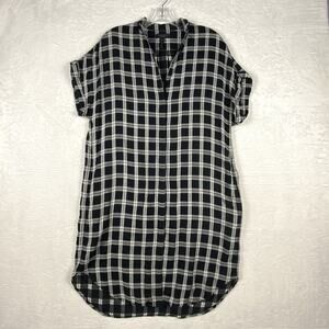 Rag & Bone Womens S Cooper Black White Plaid Flannel Shirt Dress Beach Grunge